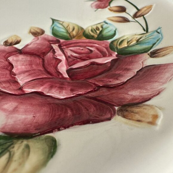 Vintage Lefton Woven Handle Round Serving Plate Americana cake/sandwich plate - Picture 7 of 10